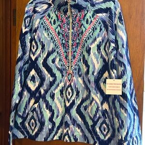 Lilly Pulitzer Blue, white and pink  top with half-zip